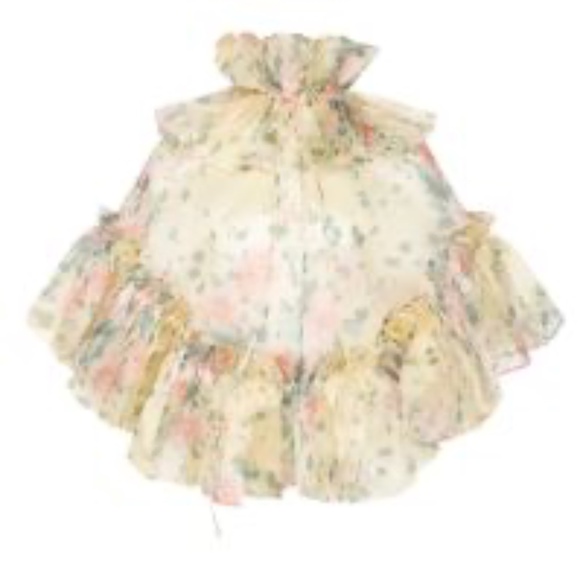 NWT Selkie Ruffled Cape Floral in Yellow - Picture 2 of 6